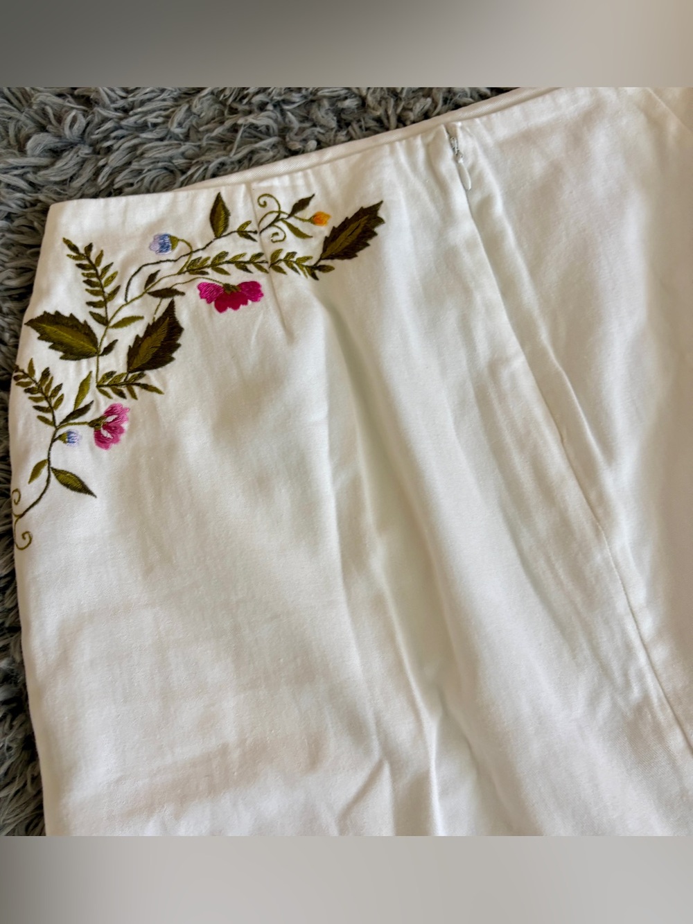 Retro Vintage Skirt Summer White Floral Embroidered Peter Nygard SZ 14 - Picture 5 of 10